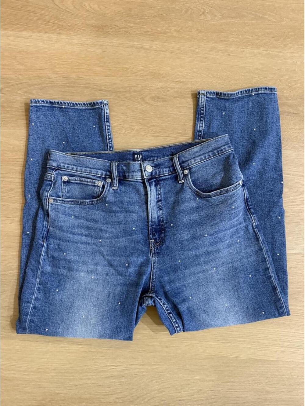 Gap High Rise Rhinestone Cheeky Straight Jeans 12/31